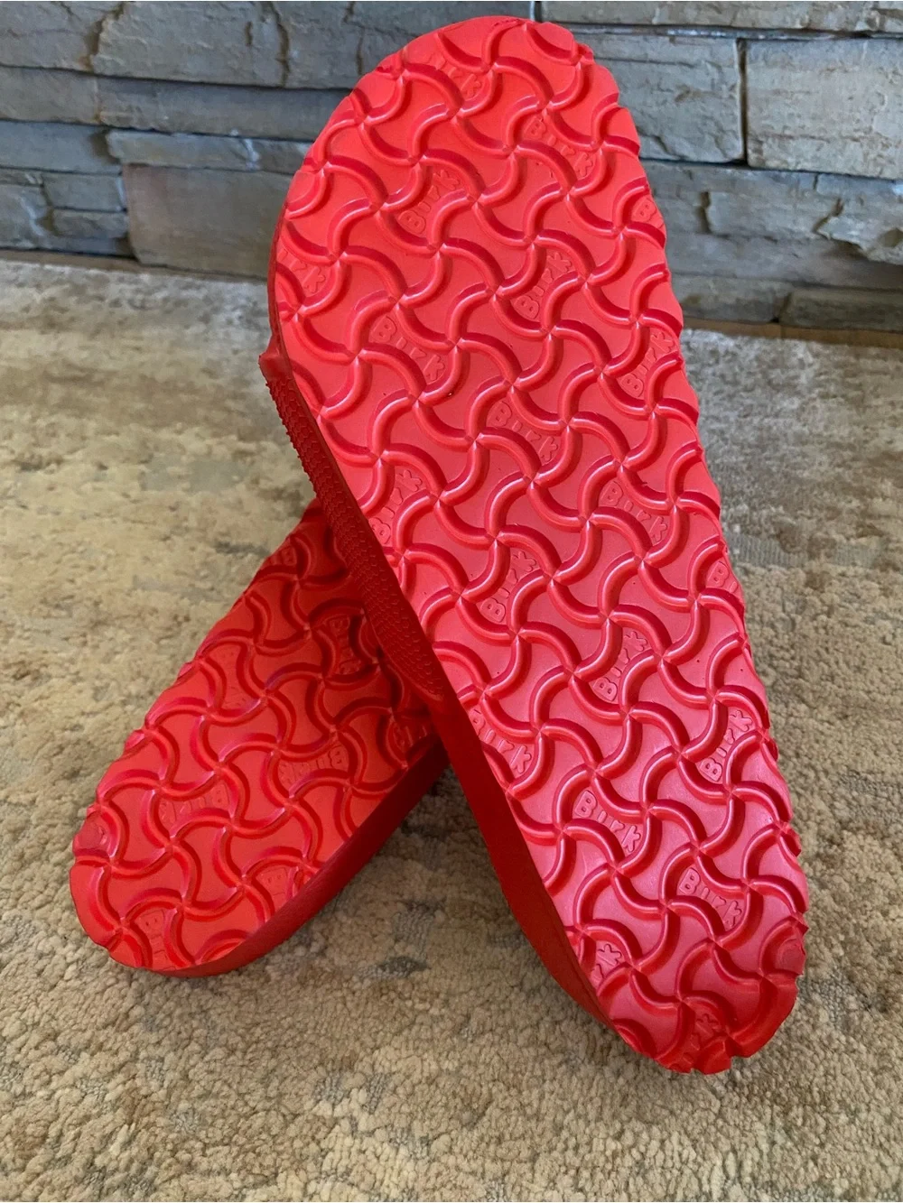 Birkenstock Barbados EVA Solid Red Slide Sandals Embossed Logo Open Toe: 42